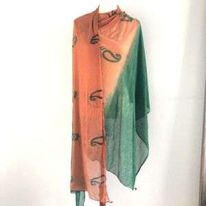 Hand Painted Batik Fine Sheer Sari Style Scarf 90" x 40"